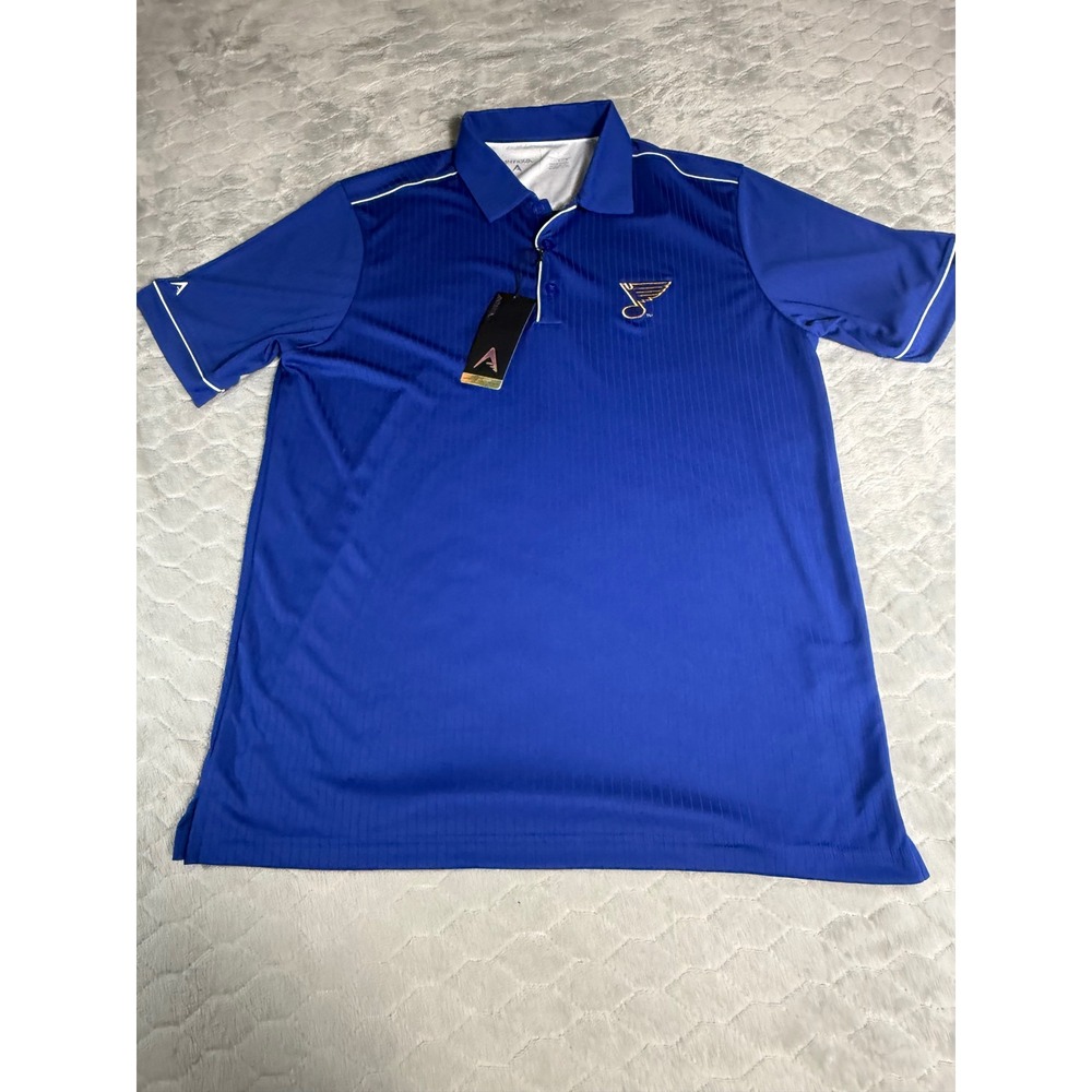 Antigua NHL St. Louis Blues Mens Polo Shirt Blue Embroidered Logo Large NWT